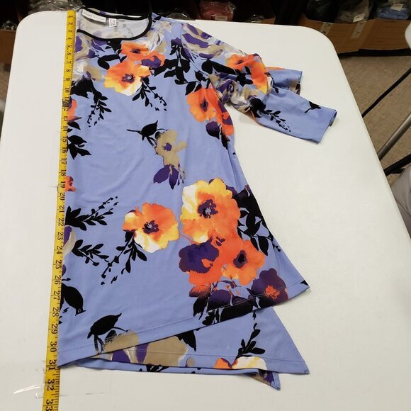 Susan Graver Womens Floral‎ Liquid Knit Asymmetric Top Size 1X Stretch Mature - Picture 7 of 9